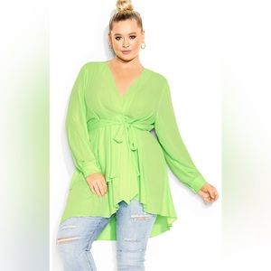 CITY CHIC New NWT Shibara Top Women’s Plus size XXL/24 Citrus Chiffon Longline